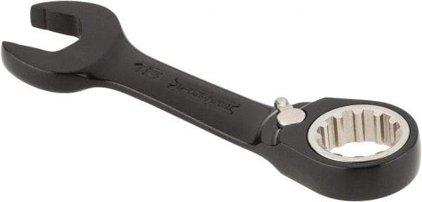 Proto - 18mm 12 Point Offset Combination Wrench - 15° Offset Angle, 5-5/32" OAL, Steel, Black Chrome Finish - All Tool & Supply