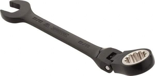 Proto - 5/8" 12 Point Flexhead Combination Wrench - 15° Offset Angle, 7" OAL, Steel, Black Chrome Finish - All Tool & Supply