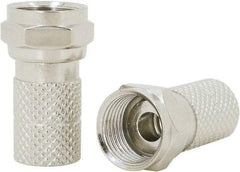 Ideal - Straight, F Type Crimp Coaxial Connector - Compatible with RG6, Brass Contact, Brass Body - All Tool & Supply