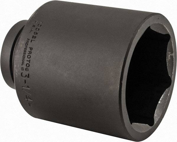 Proto - 1" Drive 3-1/4" Deep Impact Socket - 6 Points, 5-5/8" OAL - All Tool & Supply