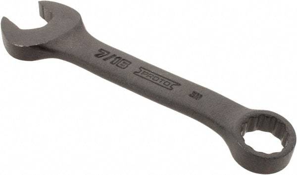 Proto - 7/16" 12 Point Offset Combination Wrench - 15° Offset Angle, 4-1/16" OAL, Steel, Black Finish - All Tool & Supply