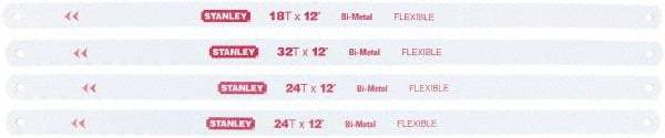 Stanley - 12" Long, 18, 24 and 32 Teeth per Inch, Bi-Metal Hand Hacksaw Blade - Toothed Edge, 1/2" Wide x 0.025" Thick, Flexible - All Tool & Supply
