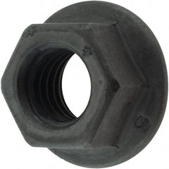 Value Collection - M10x1.50, 21mm Flange Diam, 15mm Across Flats, Flange Nut - Grade Grade 9 Steel, Black Finish - All Tool & Supply