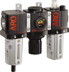 ARO/Ingersoll-Rand - 3/8" NPT Port Compact 3 Piece Filter-Regulator-Lubricator FRL Unit - Metal Bowl, 85 SCFM, 250 Max psi, 6.6" High x 6.614" Long, Manual Drain - All Tool & Supply