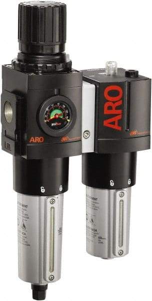 ARO/Ingersoll-Rand - 3/4" NPT Port Heavy Duty 2 Piece Filter/Regulator-Lubricator FRL Unit - Metal Bowl, 201 SCFM, 250 Max psi, 13.8" High x 7.323" Long, Automatic Drain - All Tool & Supply