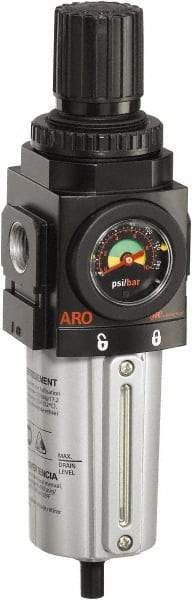 ARO/Ingersoll-Rand - 3/4" NPT Port Standard 1 Piece Filter/Regulator FRL Unit - Metal Bowl, 173 SCFM, 250 Max psi, 1039" High x 2.756" Long, Manual Drain - All Tool & Supply