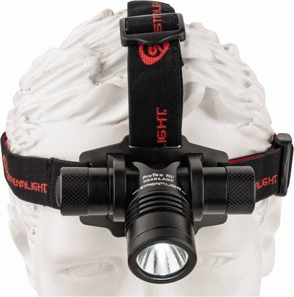 Streamlight - White LED Bulb, 635 Lumens, Hands-free Flashlight - Black, Red Aluminum Body, 2 CR123A Lithium Batteries Included - All Tool & Supply