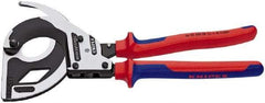 Knipex - 12-1/4" OAL, 24 AWG Capacity, Cable Cutter Pliers - Ratchet Head, Comfort Grip Handles, with Spring - All Tool & Supply