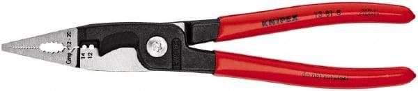 Knipex - 12 AWG to 14 AWG Stripping, 20 AWG Crimping, 19/32" Cutting Capacity Wire Stripper/Crimper - 8" OAL, Plastic Dipped Handle - All Tool & Supply