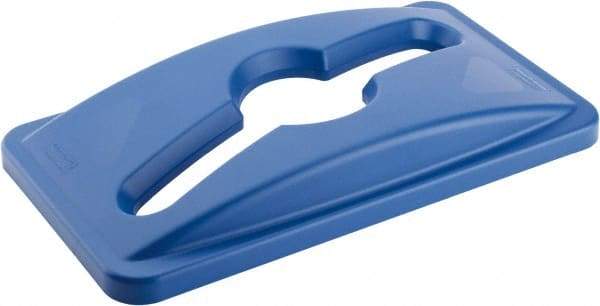 Rubbermaid - Rectangle Lid for Use with 23 Gal Rectangular Recycle Containers - Blue, Polyethylene, For Slim Jim Trash Cans - All Tool & Supply