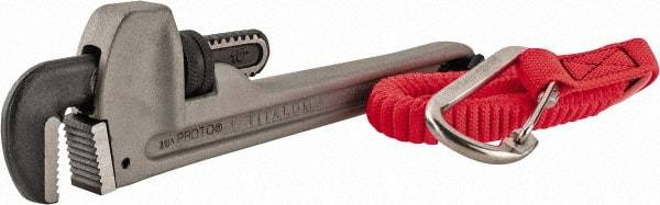 Proto - 10" Aluminum Tethered Straight Pipe Wrench - 1-1/2" Pipe Capacity - All Tool & Supply