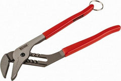 Proto - 12" OAL, 2-1/2" Jaw Width, 7 Position Tethered Tongue & Groove Pliers - V-Jaws, Vinyl Handles - All Tool & Supply