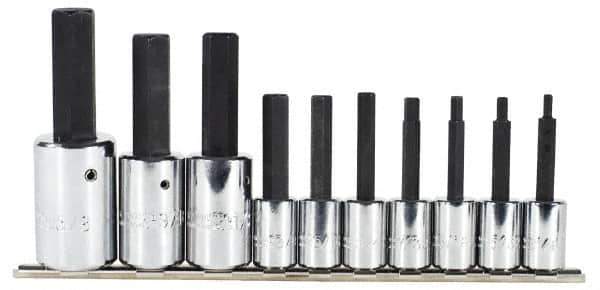 Proto - 10 Piece 3/8 & 1/2" Drive Inch Tethered Hex Bit Socket Set - 1/8 to 5/8" Hex - All Tool & Supply