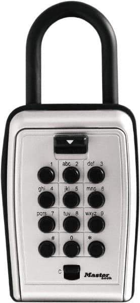 Master Lock - 3-1/8" Wide x 6.8" Overall Height, Push Button Combination, Portable Key Safe - Zinc Finish - All Tool & Supply