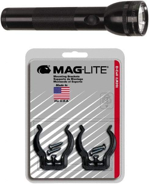 Mag-Lite - Krypton Bulb, Industrial/Tactical Flashlight - Black Aluminum Body, D Batteries - All Tool & Supply