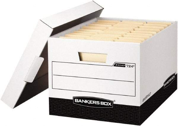 BANKERS BOX - 1 Compartment, 12-3/4" Wide x 10-3/8" High x 16-1/2" Deep, Storage Box - Corrugated Cardboard, White/Black - All Tool & Supply