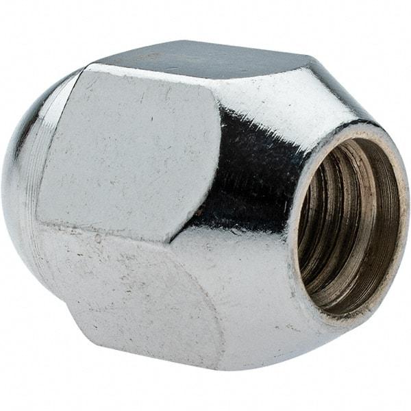 Value Collection - M12-1.5 Chrome Finish Capped Wheel Nut - 21mm Hex, 30mm Overall Length, 60° Seat Angle - All Tool & Supply