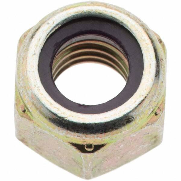 Value Collection - 5/16-18 UNC Grade 8 Hex Lock Nut with Nylon Insert - 1/2" Width Across Flats, 23/64" High, Zinc Yellow Dichromate Finish - All Tool & Supply