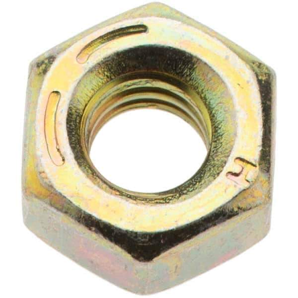 Value Collection - 1/4-20 UNC Steel Right Hand Hex Nut - 7/16" Across Flats, 7/32" High, Zinc Yellow Dichromate Finish - All Tool & Supply