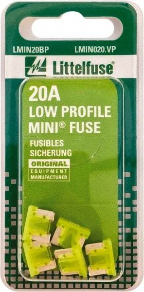 Littelfuse - 20 Amp, Automotive Fuse - 0.429" Long, Yellow, Littlefuse LMIN020 - All Tool & Supply