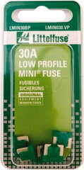 Littelfuse - 30 Amp, Automotive Fuse - 0.429" Long, Green, Littlefuse LMIN030 - All Tool & Supply