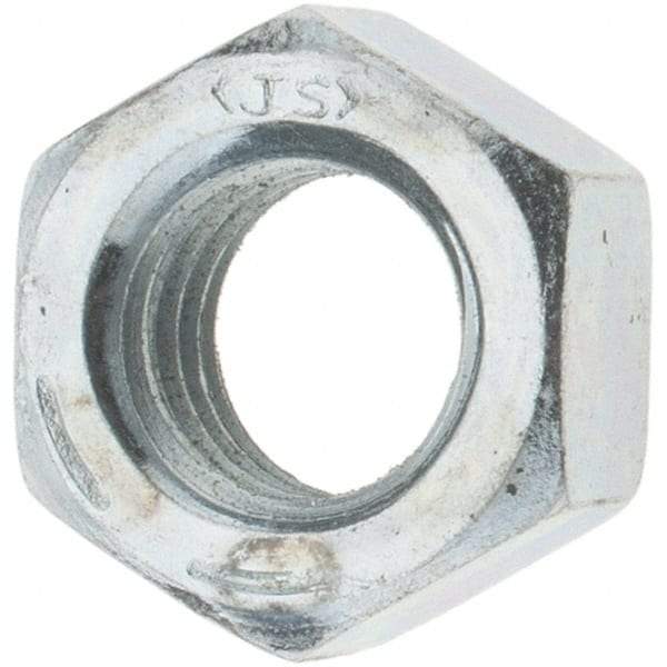 Value Collection - 3/8-16 UNC Steel Right Hand Hex Nut - 9/16" Across Flats, 21/64" High, Zinc-Plated Finish - All Tool & Supply