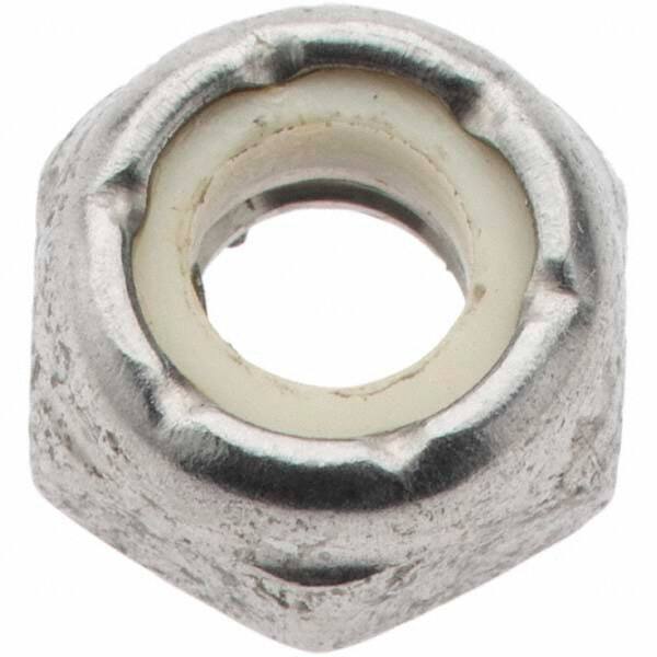 Value Collection - 1/4-20 UNC 18-8 Hex Lock Nut with Nylon Insert - 7/16" Width Across Flats, 13/64" High, Uncoated - All Tool & Supply