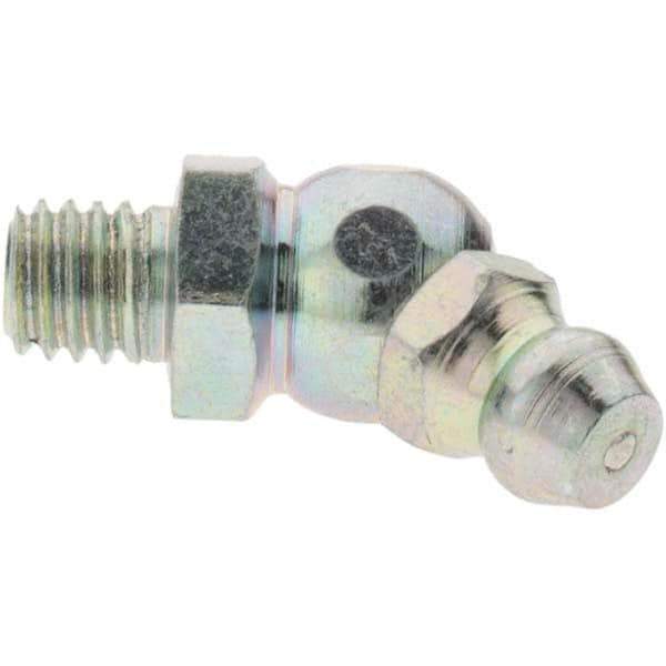 Value Collection - 45° Head Angle, M6x1 Taper Thread Grease Fitting - Zinc Plated Finish - All Tool & Supply