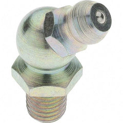 Value Collection - 45° Head Angle, 1/4-28 Taper Thread Grease Fitting - Zinc Plated Finish - All Tool & Supply