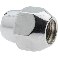 Value Collection - M12-1.5 Chrome Finish Acorn Wheel Nut - 21mm Hex, 27mm Overall Length, 60° Seat Angle - All Tool & Supply