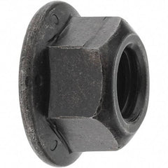 Made in USA - 1/2-13 UNC Grade G Hex Flange Lock Nut with Distorted Thread - Uncoated - All Tool & Supply