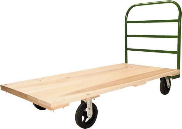 Fairbanks - 1,600 Lb Capacity Hardwood/Steel Platform Truck - Hardwood Deck, 24" OAW, 48" Platform Length, Mold On Rubber Casters - All Tool & Supply