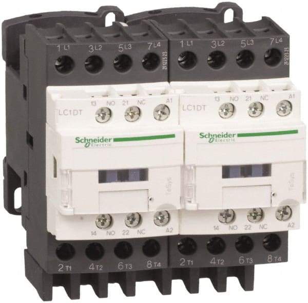 Schneider Electric - 4 Pole, 120 Coil VAC at 50/60 Hz, 20 Amp at 440 VAC, Reversible IEC Contactor - Bureau Veritas, CCC, CSA, CSA C22.2 No. 14, DNV, EN/IEC 60947-4-1, EN/IEC 60947-5-1, GL, GOST, LROS, RINA, RoHS Compliant, UL 508, UL Listed - All Tool & Supply