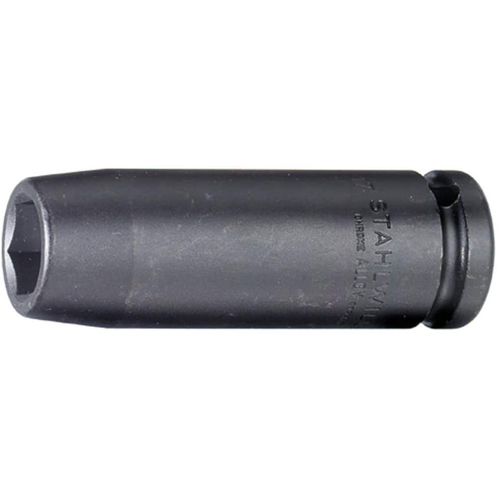 Impact Sockets; Drive Size: 1/2 in; Socket Size (mm): 27; Drive Style: Square; Overall Length (Decimal Inch): 3.3500; Material: Alloy Steel; Finish: Gunmetal; Insulated: No; Non-sparking: No; Deep: Yes; Number Of Points: 6