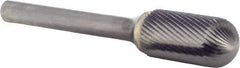 M.A. Ford - 1/2" Cut Diam, 1/4" Shank Diam, Cylinder with Radius Head Single Fine Cut Burr - Carbide, Radius End, 1" LOC, 3" OAL - All Tool & Supply