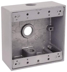 Thomas & Betts - 2 Gang, (3) 3/4" Knockouts, Aluminum Square Outlet Box - 4-9/16" Overall Height x 4-5/8" Overall Width x 2-1/16" Overall Depth, Weather Resistant - All Tool & Supply