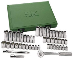 SK - 47 Piece 3/8" Drive Deep Well Socket Set - 6, 12 Points, 1/4" to 7/8" (6mm to 19mm) Range, Inch/Metric Measurement Standard - All Tool & Supply