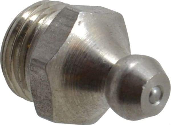 PRO-LUBE - Straight Head Angle, M10x1.0 Metric Stainless Steel Standard Grease Fitting - 11mm Hex - All Tool & Supply