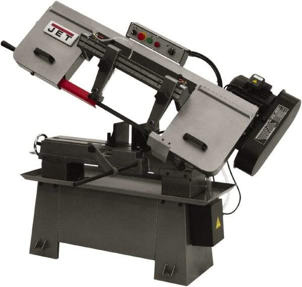 Jet - 9 x 13" Max Capacity, Manual Step Pulley Horizontal Bandsaw - 82, 132, 170 & 235 SFPM Blade Speed, 115/230 Volts, 45°, 1.5 hp, 1 Phase - All Tool & Supply