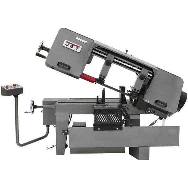 Jet - 10 x 16" Max Capacity, Semi-Automatic Variable Speed Pulley Horizontal Bandsaw - 100 to 350 SFPM Blade Speed, 115/230 Volts, 45°, 1.5 hp, 1 Phase - All Tool & Supply