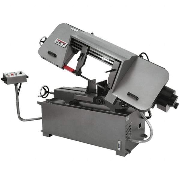 Jet - 12 x 35" Max Capacity, Semi-Automatic Variable Speed Pulley Horizontal Bandsaw - 82 to 262 SFPM Blade Speed, 230 Volts, 45°, 3 hp, 3 Phase - All Tool & Supply