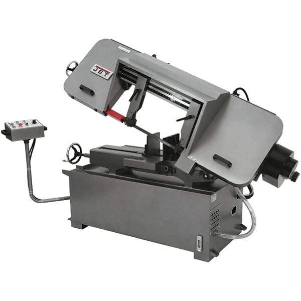 Jet - 10 x 16" Max Capacity, Semi-Automatic Variable Speed Pulley Horizontal Bandsaw - 100 to 350 SFPM Blade Speed, 230/460 Volts, 45°, 2 hp, 3 Phase - All Tool & Supply