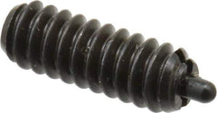 Vlier - 6-32, 3/8" Thread Length, 1/16" Plunger Projection, Steel Threaded Spring Plunger - 0.044 - 0.045" Max Plunger Diam, 3/8" Plunger Length, 1 Lb Init End Force, 1.6 Lb Final End Force - All Tool & Supply