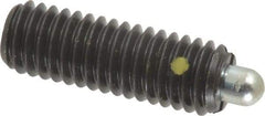 Vlier - 3/8-16, 1-1/8" Thread Length, 3/16" Plunger Projection, Steel Threaded Spring Plunger - 0.186 - 3/16" Max Plunger Diam, 1-1/8" Plunger Length, 2.8 Lb Init End Force, 7.2 Lb Final End Force - All Tool & Supply