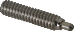 Vlier - 1/4-20, 1" Thread Length, 3/16" Plunger Projection, Stainless Steel Threaded Spring Plunger - 0.117 - 0.118" Max Plunger Diam, 1" Plunger Length, 3 Lb Init End Force, 13 Lb Final End Force - All Tool & Supply