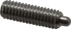 Vlier - 3/8-16, 1-1/8" Thread Length, 3/16" Plunger Projection, Stainless Steel Threaded Spring Plunger - 0.186 - 3/16" Max Plunger Diam, 1-1/8" Plunger Length, 5.5 Lb Init End Force, 14.5 Lb Final End Force - All Tool & Supply