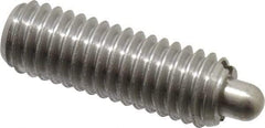 Vlier - 3/8-16, 1-1/8" Thread Length, 3/16" Plunger Projection, Stainless Steel Threaded Spring Plunger - 0.186 - 3/16" Max Plunger Diam, 1-1/8" Plunger Length, 2.8 Lb Init End Force, 7.2 Lb Final End Force - All Tool & Supply