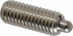 Vlier - 1/2-13, 1-1/4" Thread Length, 1/4" Plunger Projection, Stainless Steel Threaded Spring Plunger - 0.247 - 1/4" Max Plunger Diam, 1-1/4" Plunger Length, 2.7 Lb Init End Force, 9.3 Lb Final End Force - All Tool & Supply