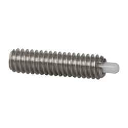 Vlier - 8-32, 5/8" Thread Length, 3/32" Plunger Projection, Stainless Steel Threaded Spring Plunger - 0.068 - 0.07" Max Plunger Diam, 5/8" Plunger Length, 2.7 Lb Init End Force, 7.3 Lb Final End Force - All Tool & Supply