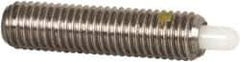 Vlier - 1/4-28, 1" Thread Length, 3/16" Plunger Projection, Stainless Steel Threaded Spring Plunger - 0.116 - 0.118" Max Plunger Diam, 1" Plunger Length, 3 Lb Init End Force, 13 Lb Final End Force - All Tool & Supply